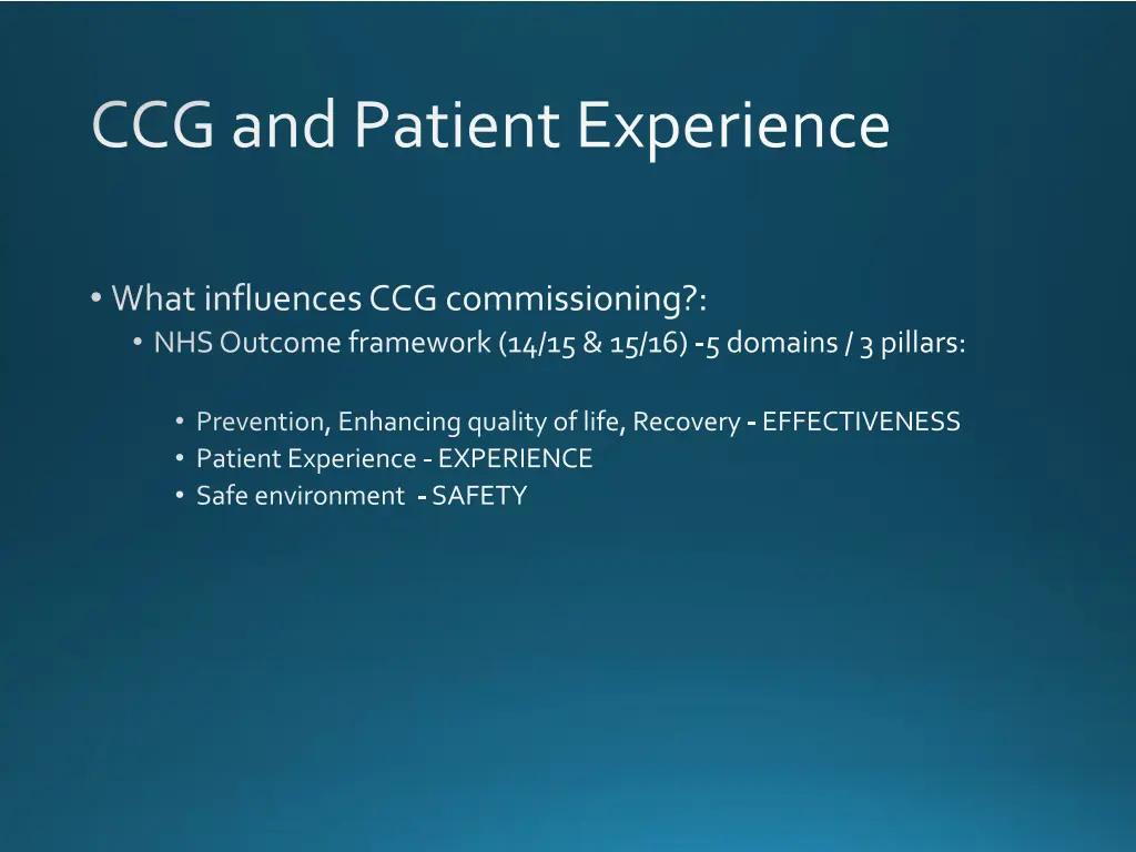 ccg and patient experience