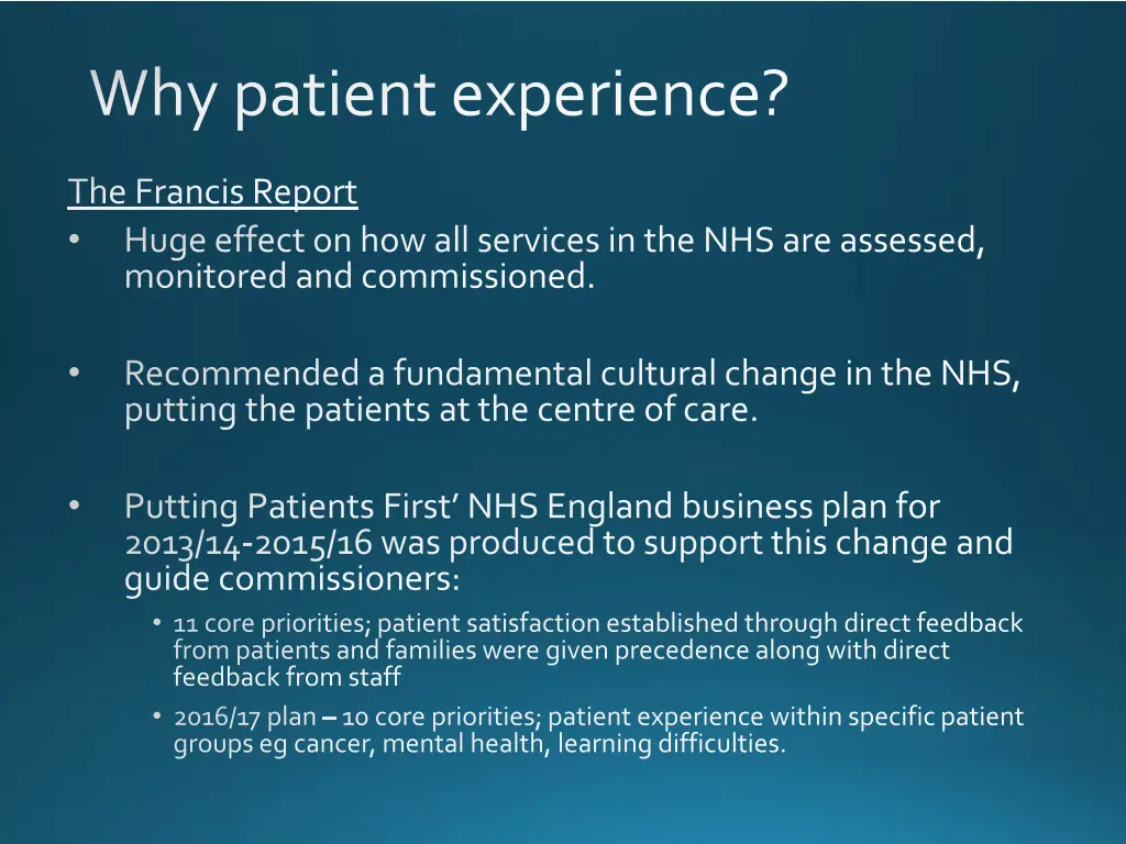 why patient experience