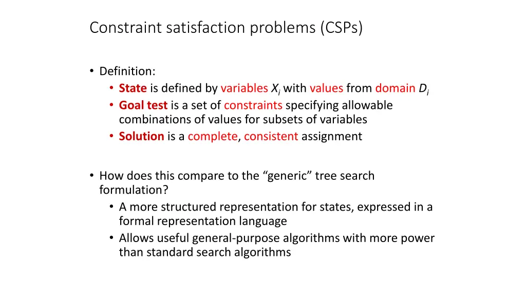 constraint satisfaction problems csps