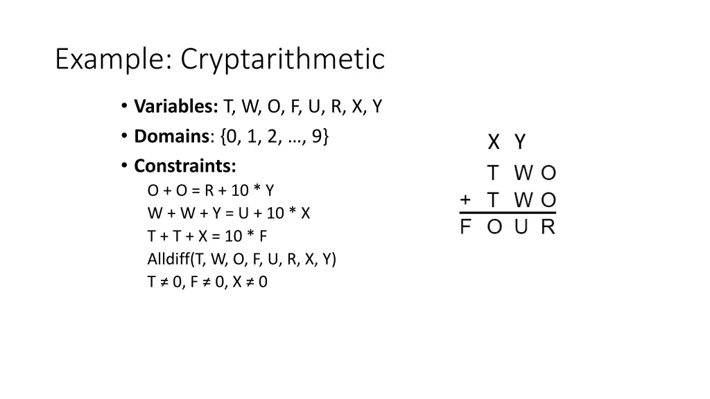 example cryptarithmetic