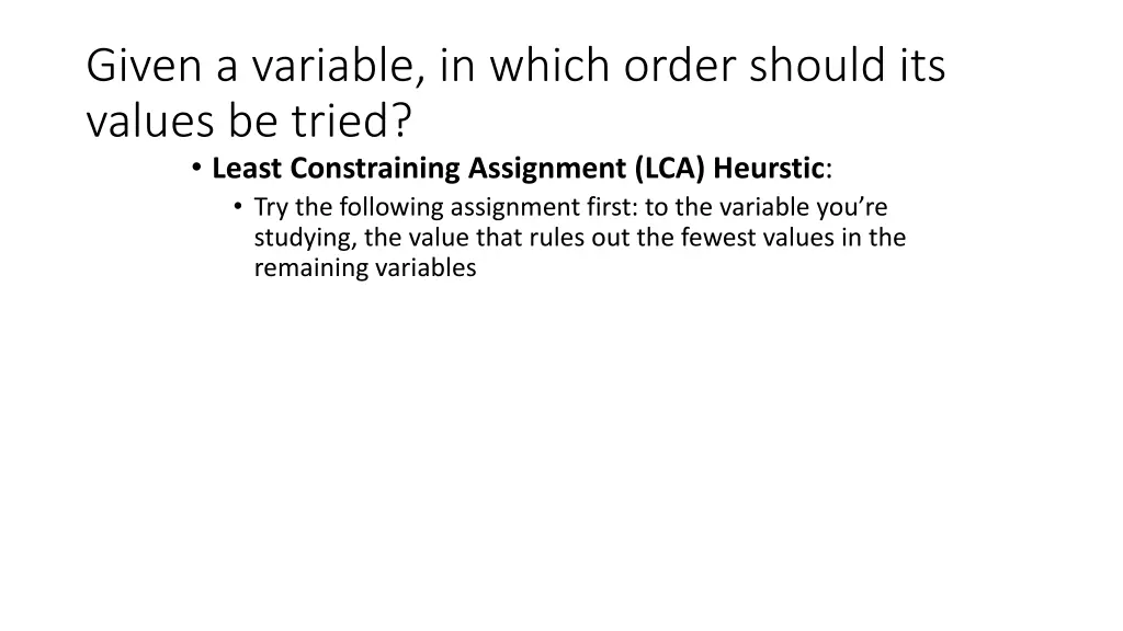 given a variable in which order should its values