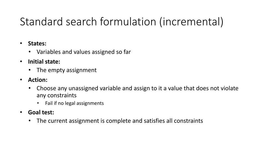 standard search formulation incremental