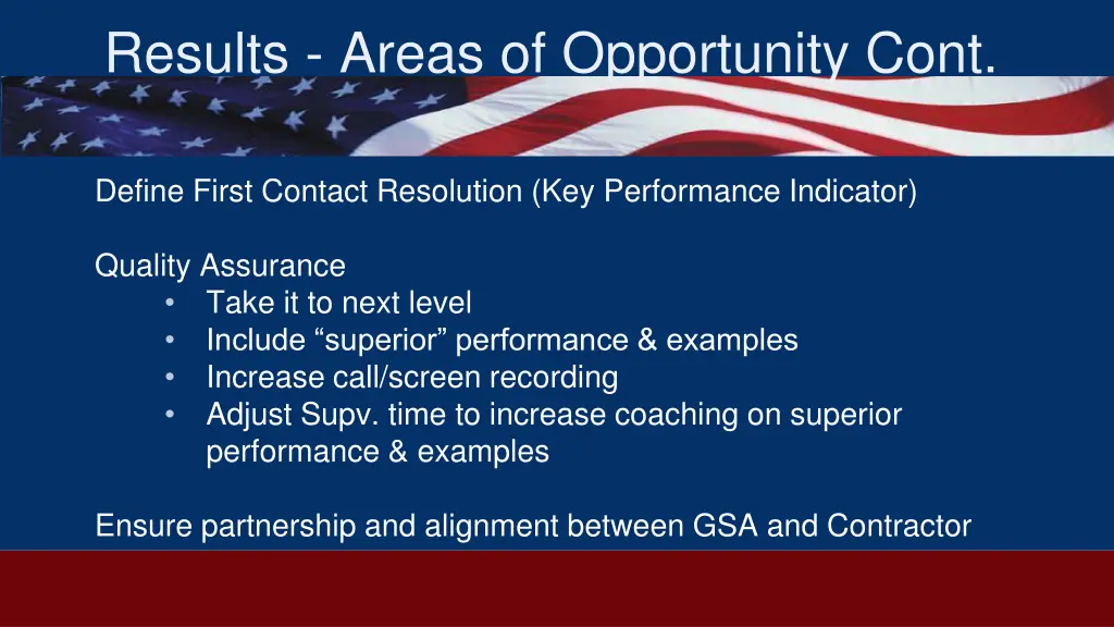 results areas of opportunity cont