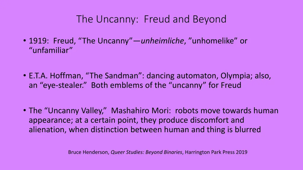 the uncanny freud and beyond