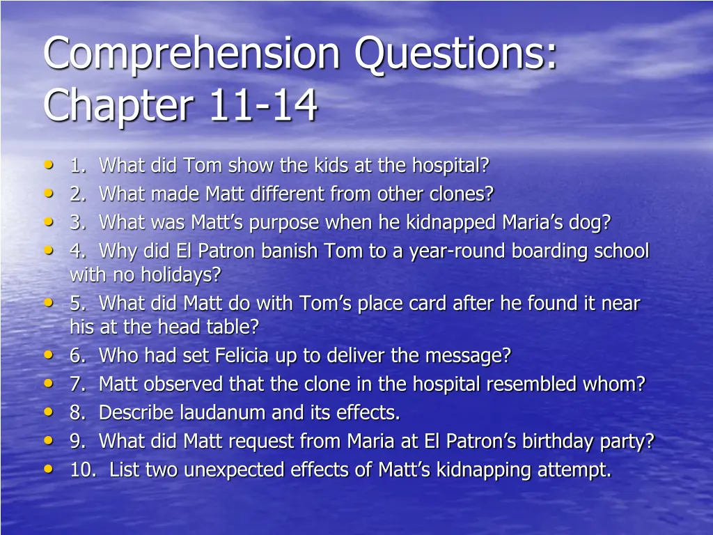 comprehension questions chapter 11 14