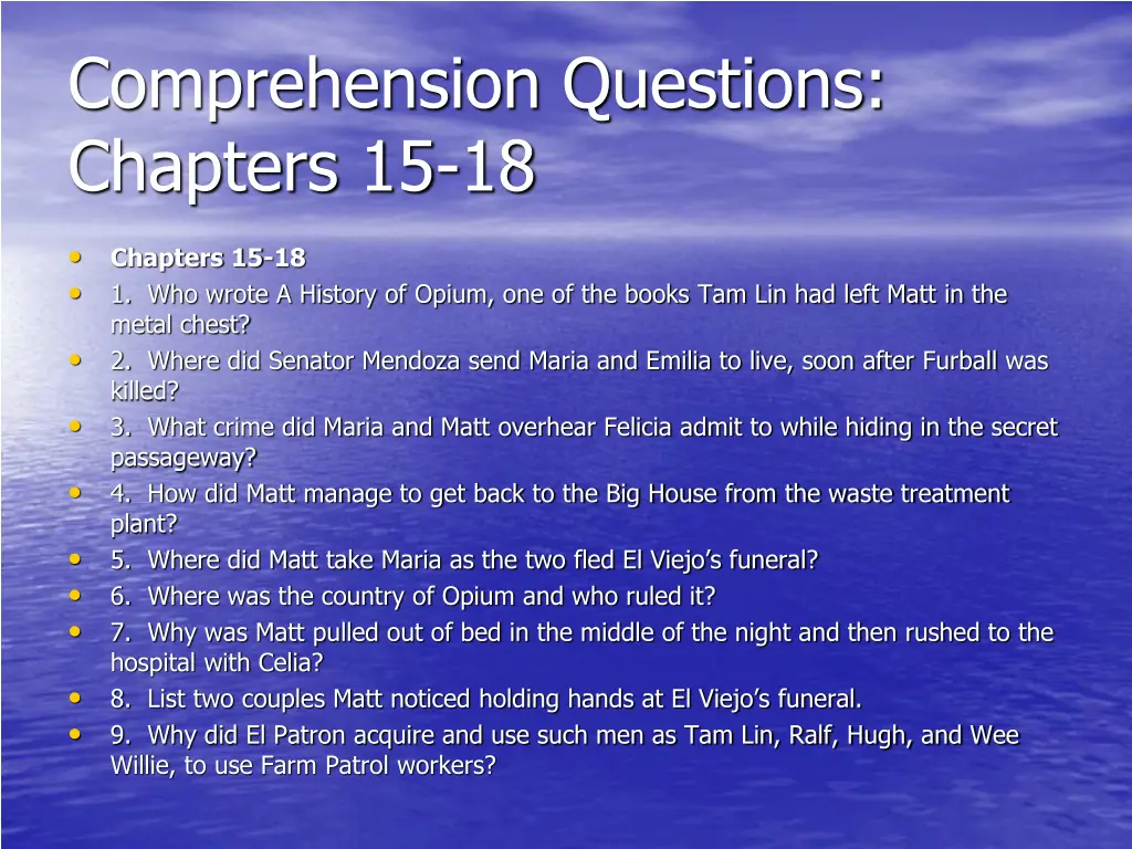 comprehension questions chapters 15 18