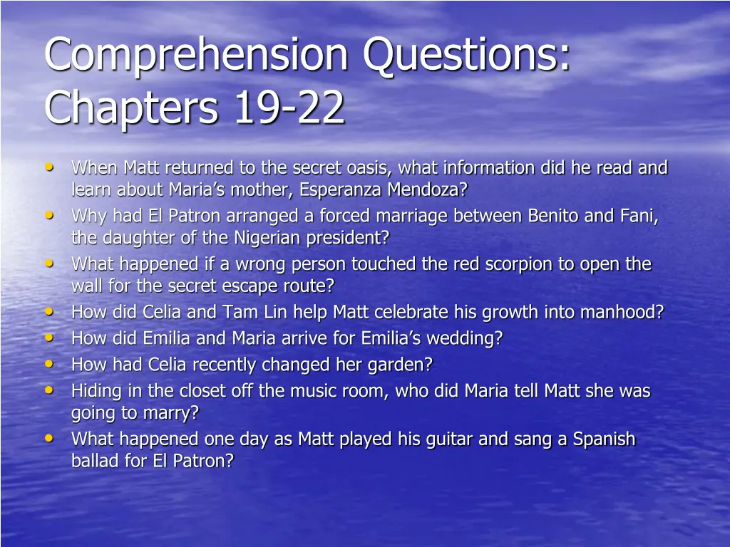 comprehension questions chapters 19 22 1