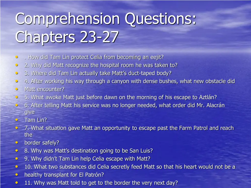 comprehension questions chapters 23 27