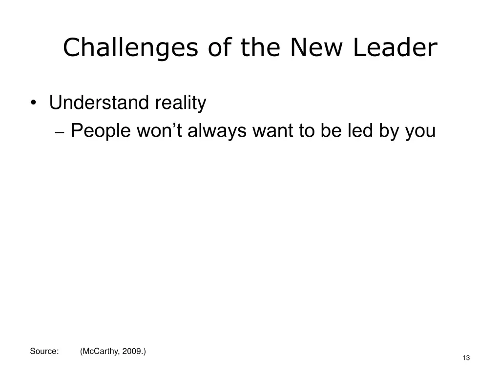 challenges of the new leader