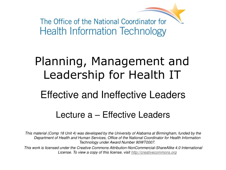 planning management and leadership for health it