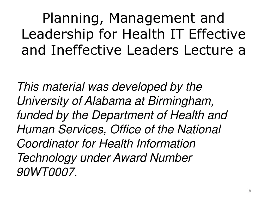 planning management and leadership for health