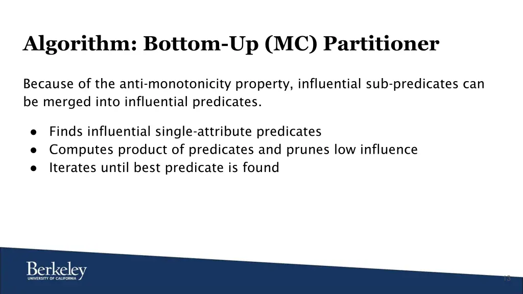 algorithm bottom up mc partitioner