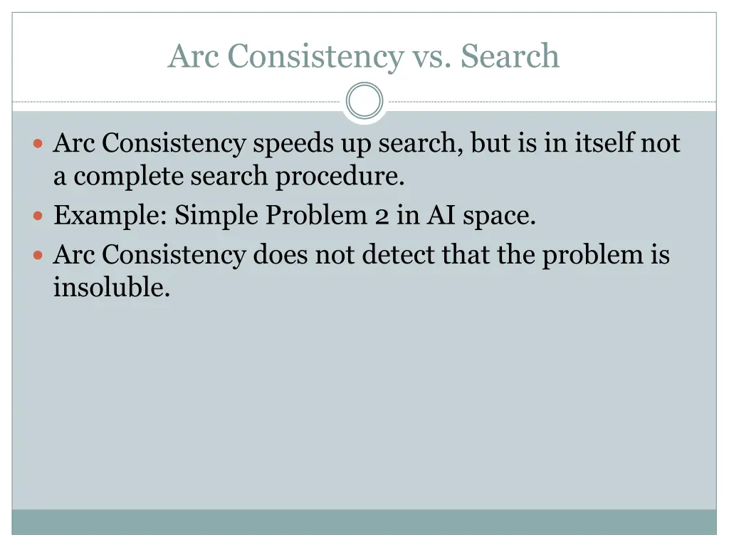 arc consistency vs search