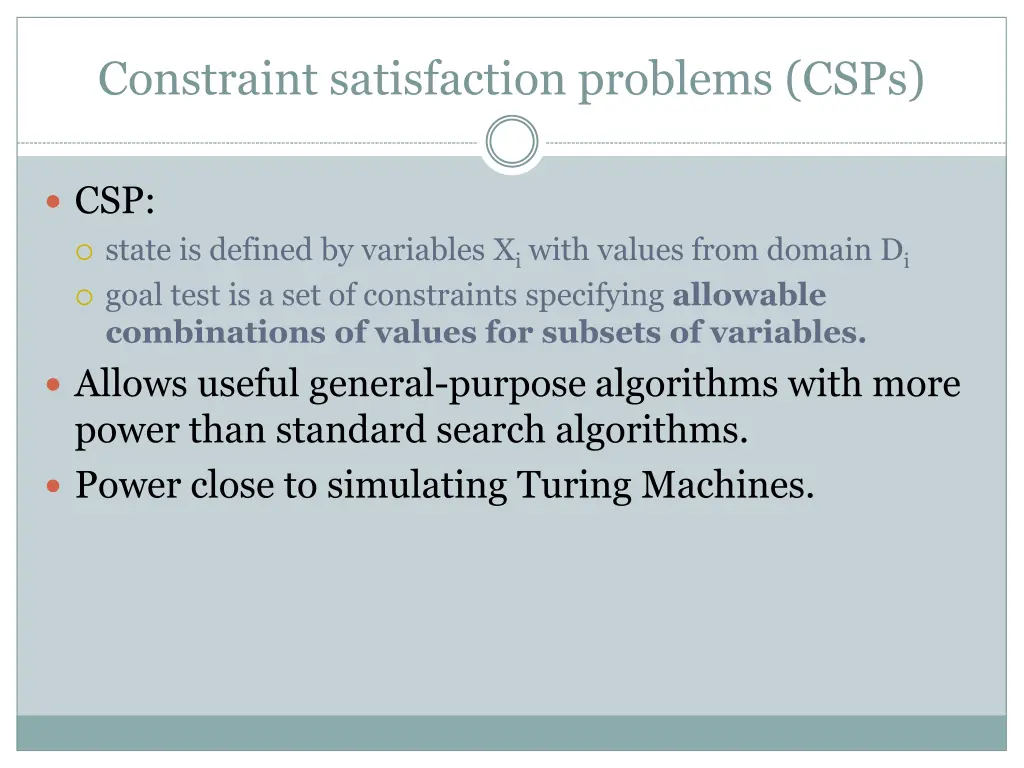 constraint satisfaction problems csps