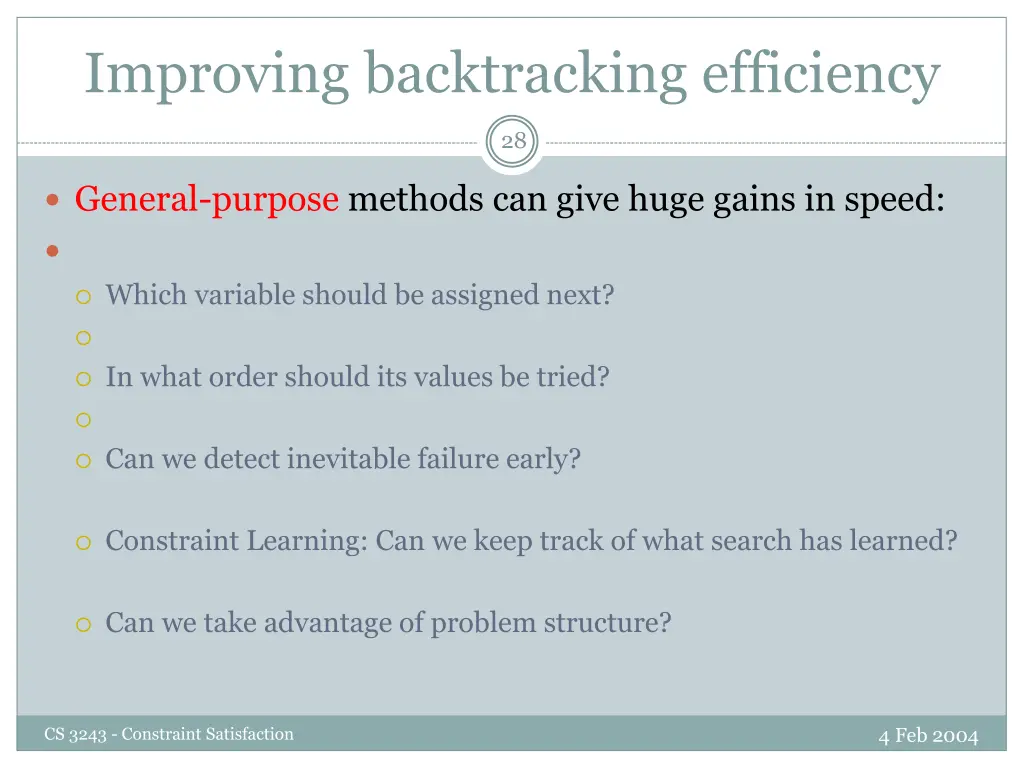 improving backtracking efficiency