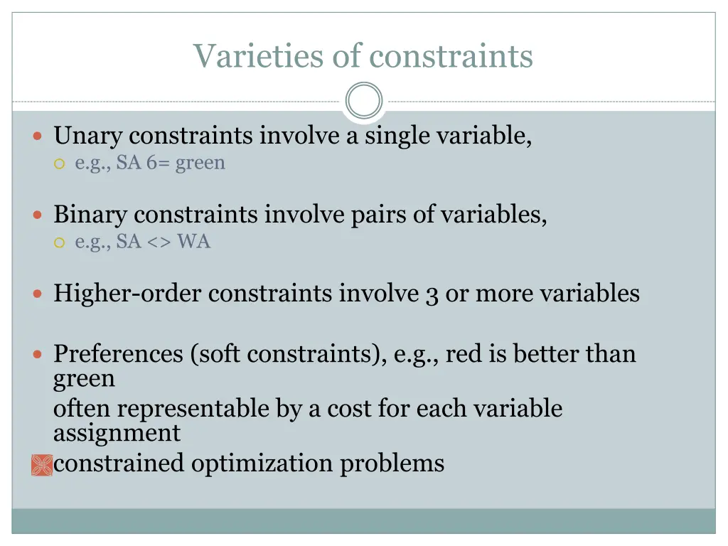 varieties of constraints