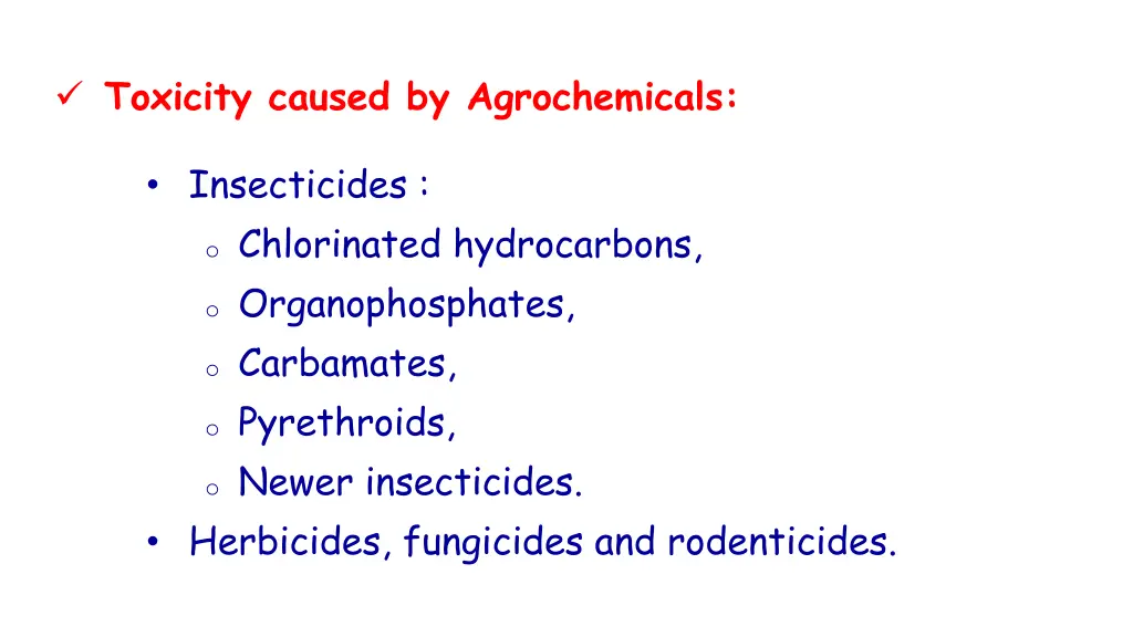 toxicity caused by agrochemicals