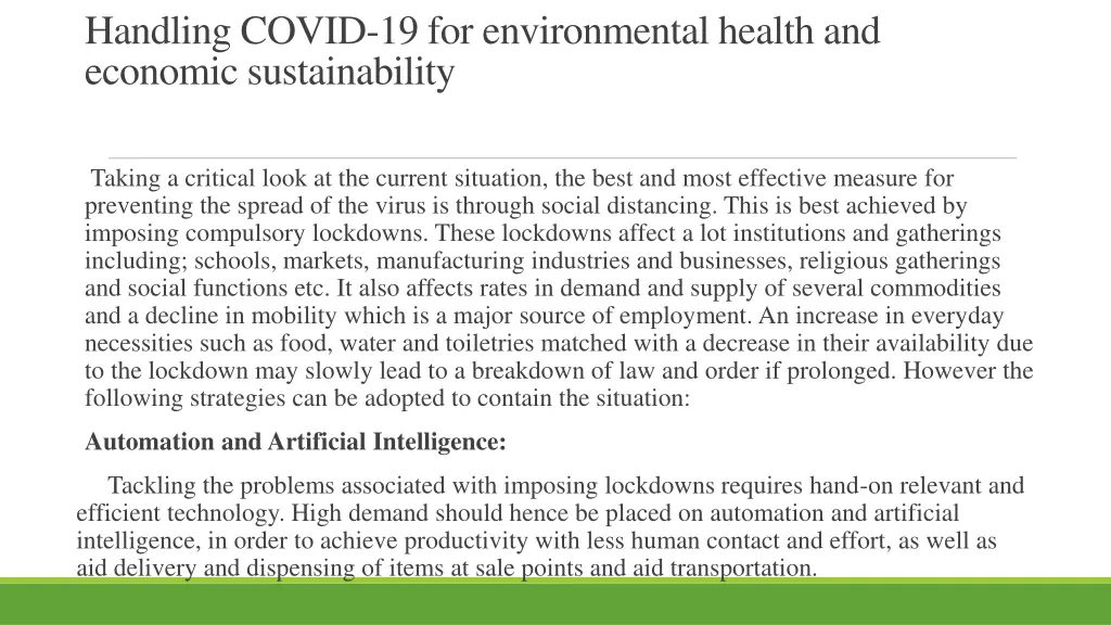 handling covid 19 for environmental health