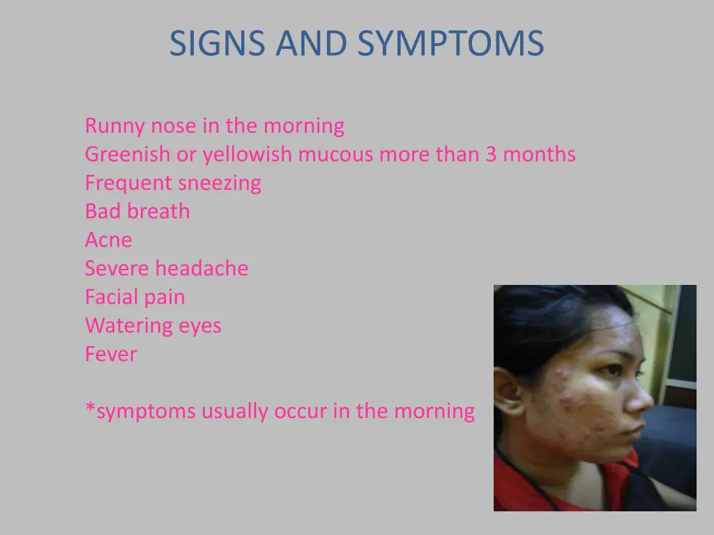 signs and symptoms