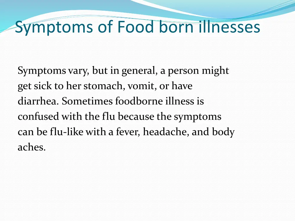 symptoms of food born illnesses