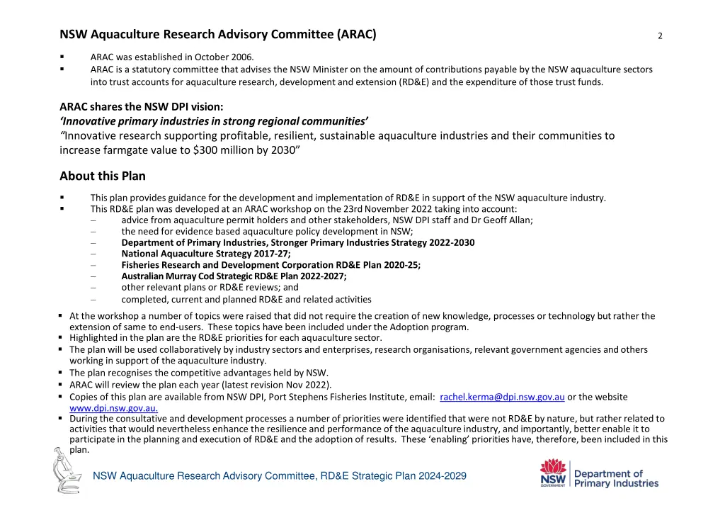 nsw aquaculture research advisory committee arac