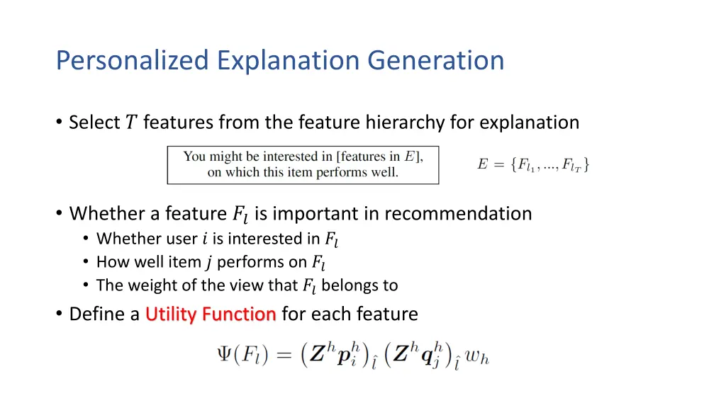 personalized explanation generation