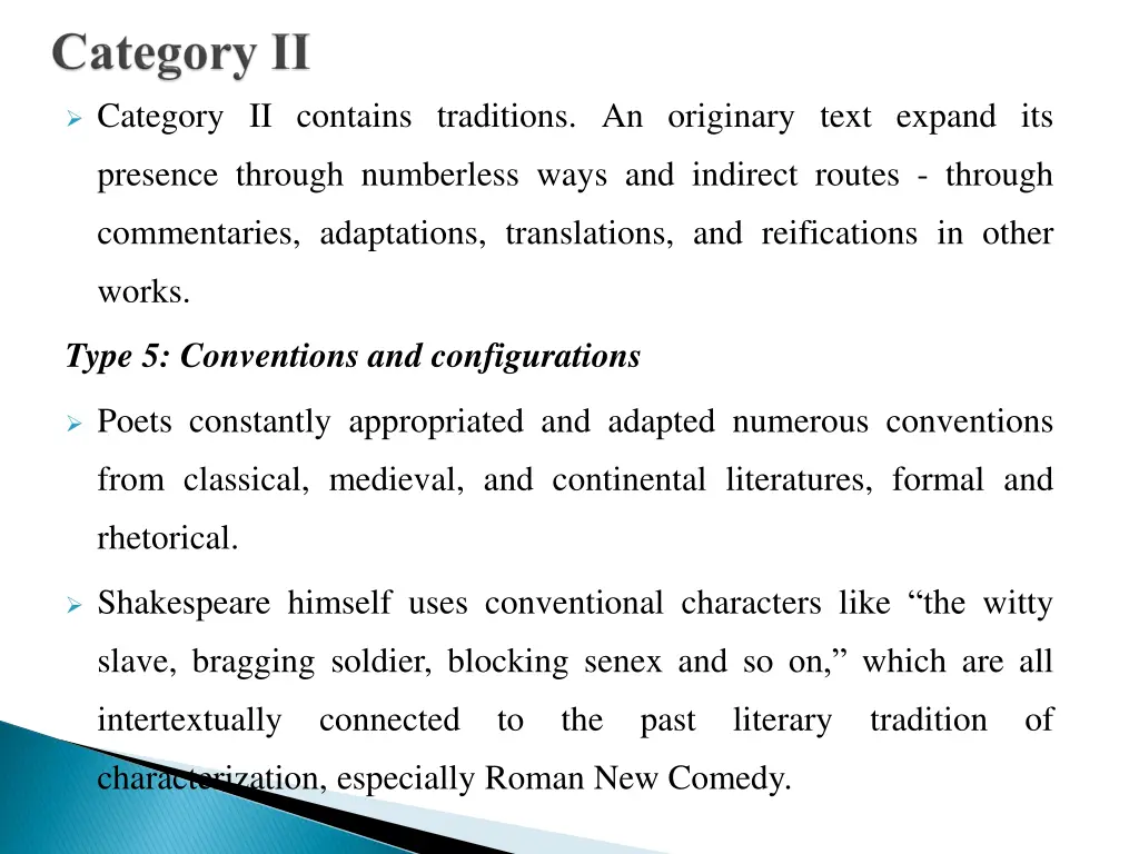 category ii contains traditions an originary text