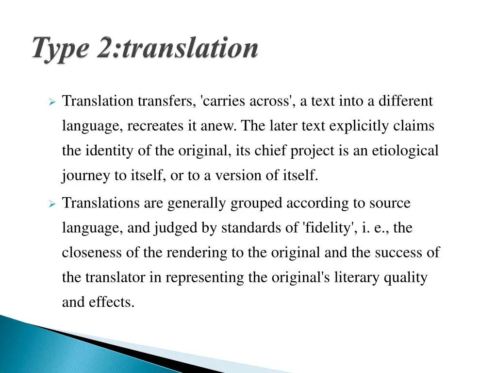 translation transfers carries across a text into