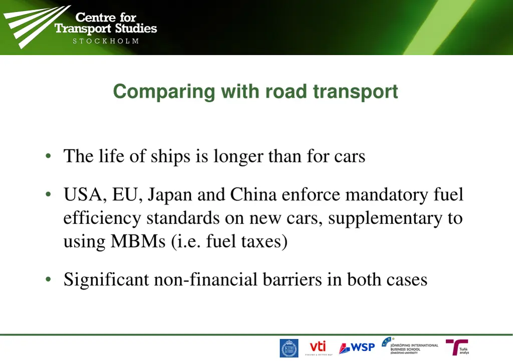 comparing with road transport