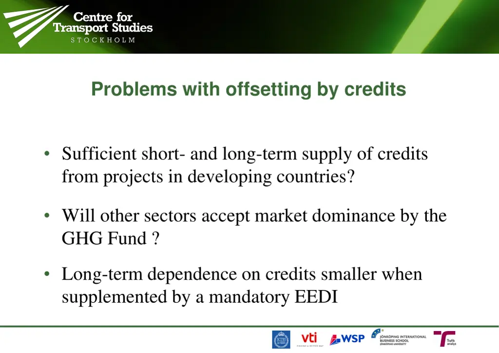 problems with offsetting by credits