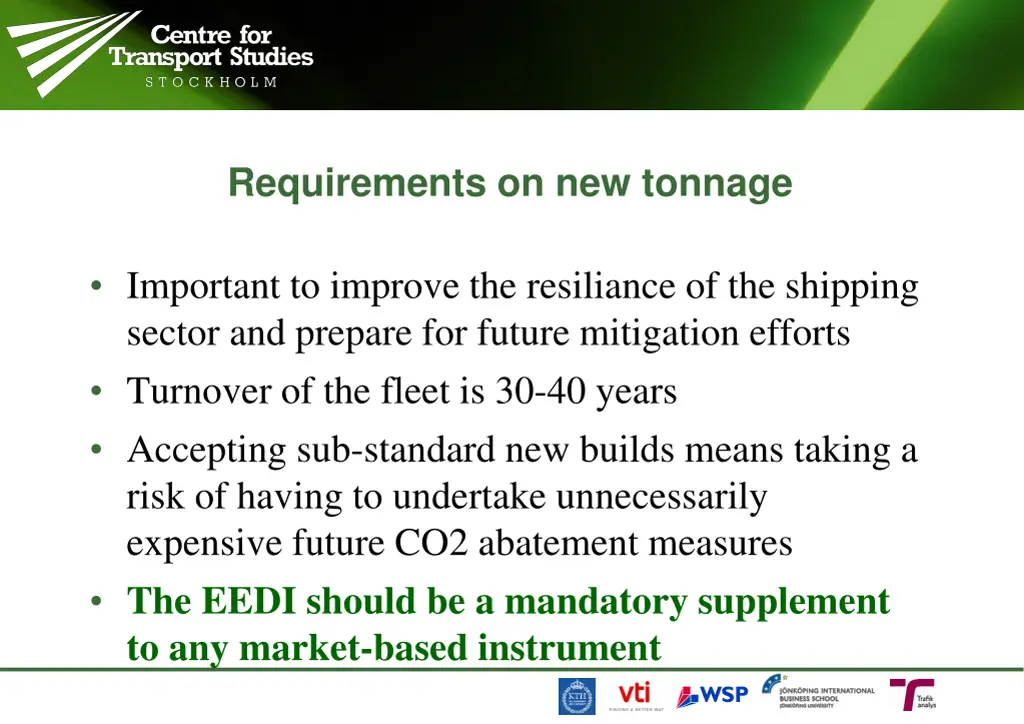 requirements on new tonnage