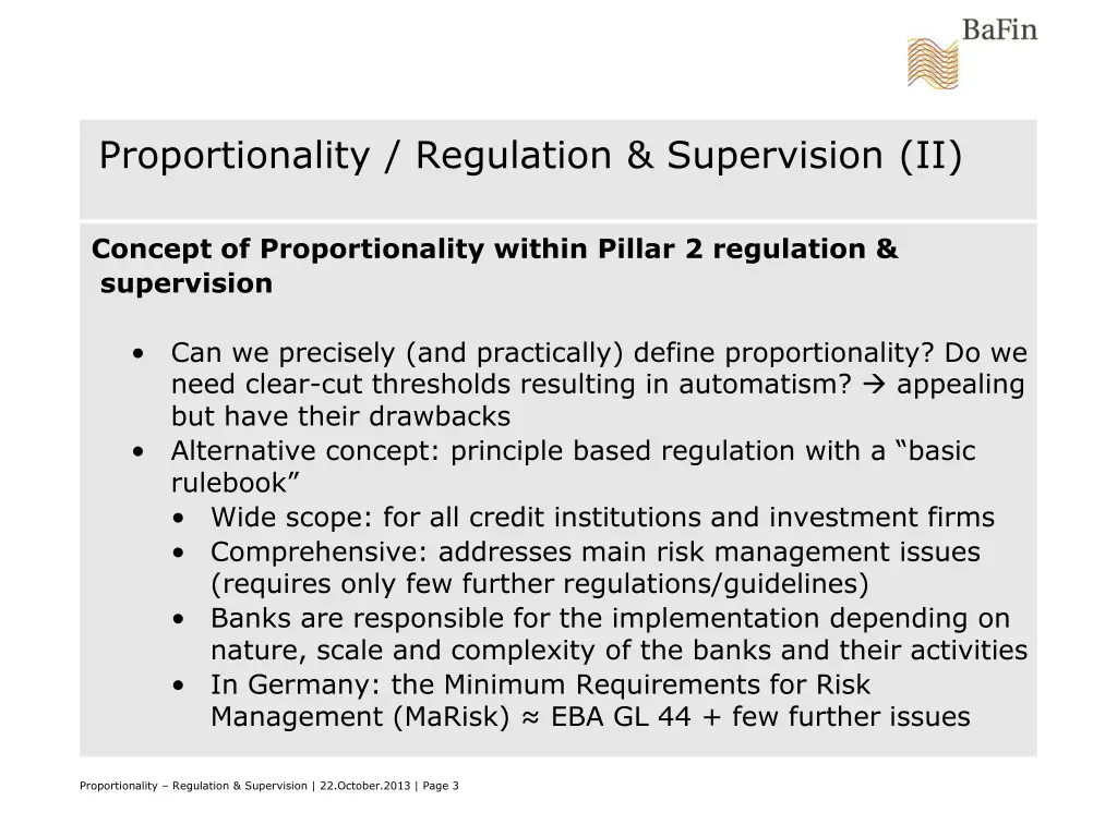 proportionality regulation supervision ii