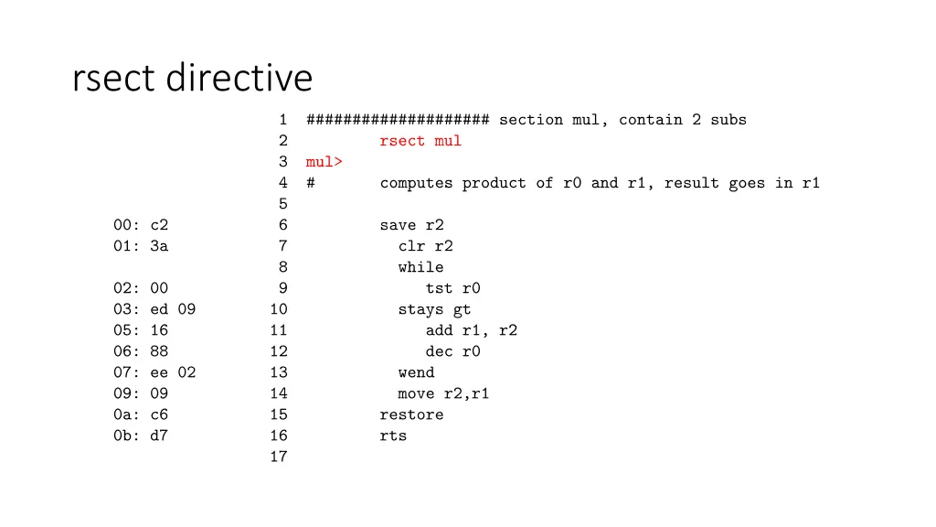 rsect directive