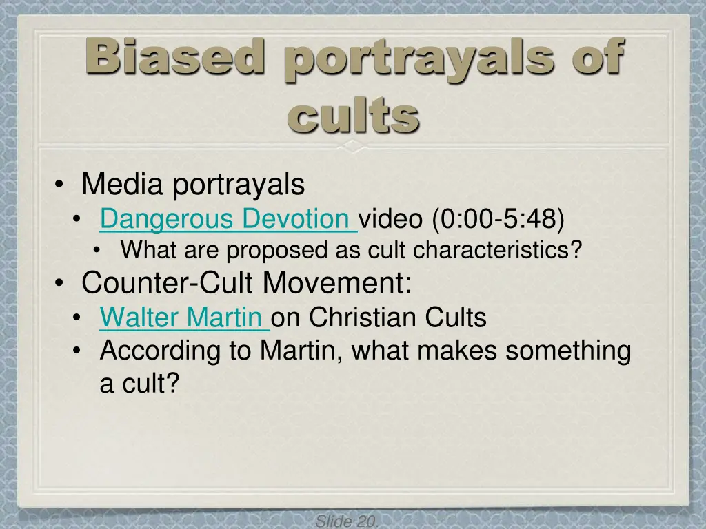 biased portrayals of cults