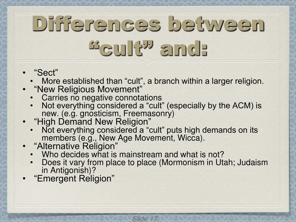 differences between cult and