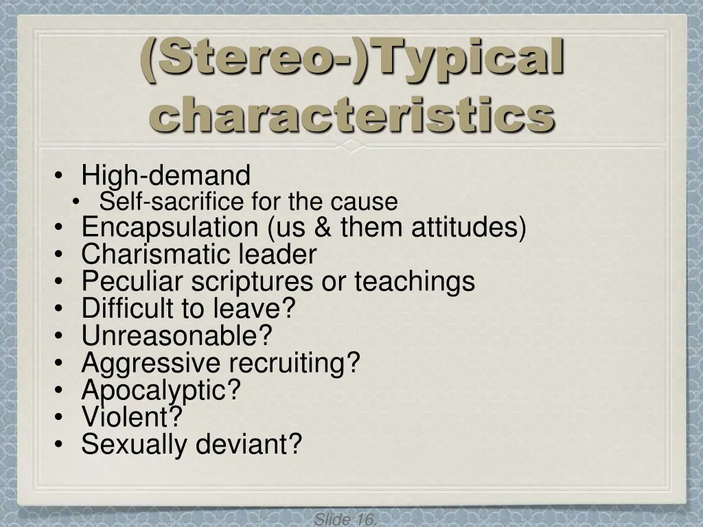 stereo typical characteristics high demand self