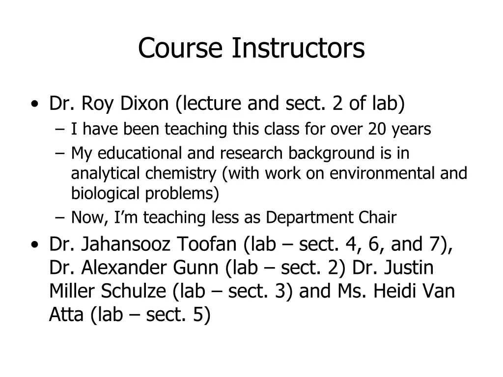 course instructors