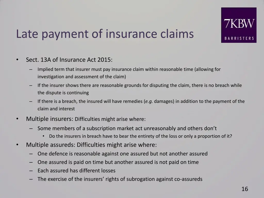 late payment of insurance claims