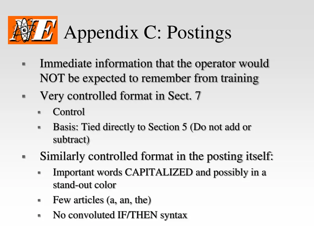 appendix c postings