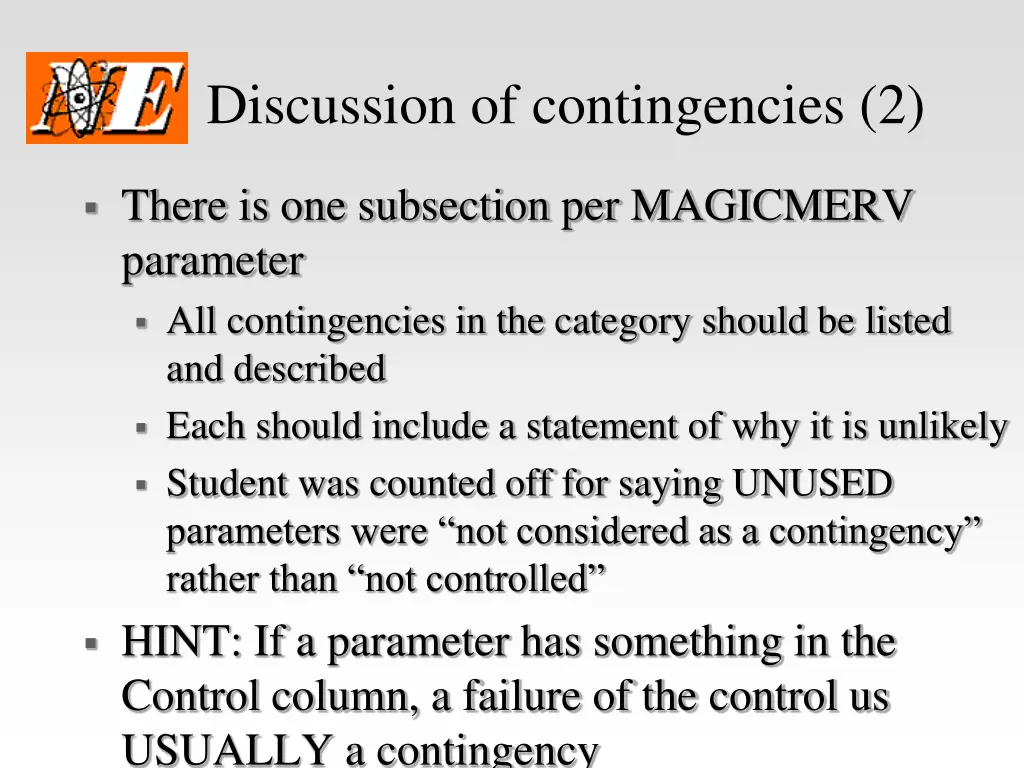 discussion of contingencies 2