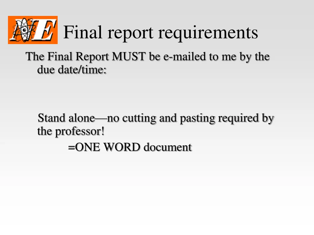 final report requirements