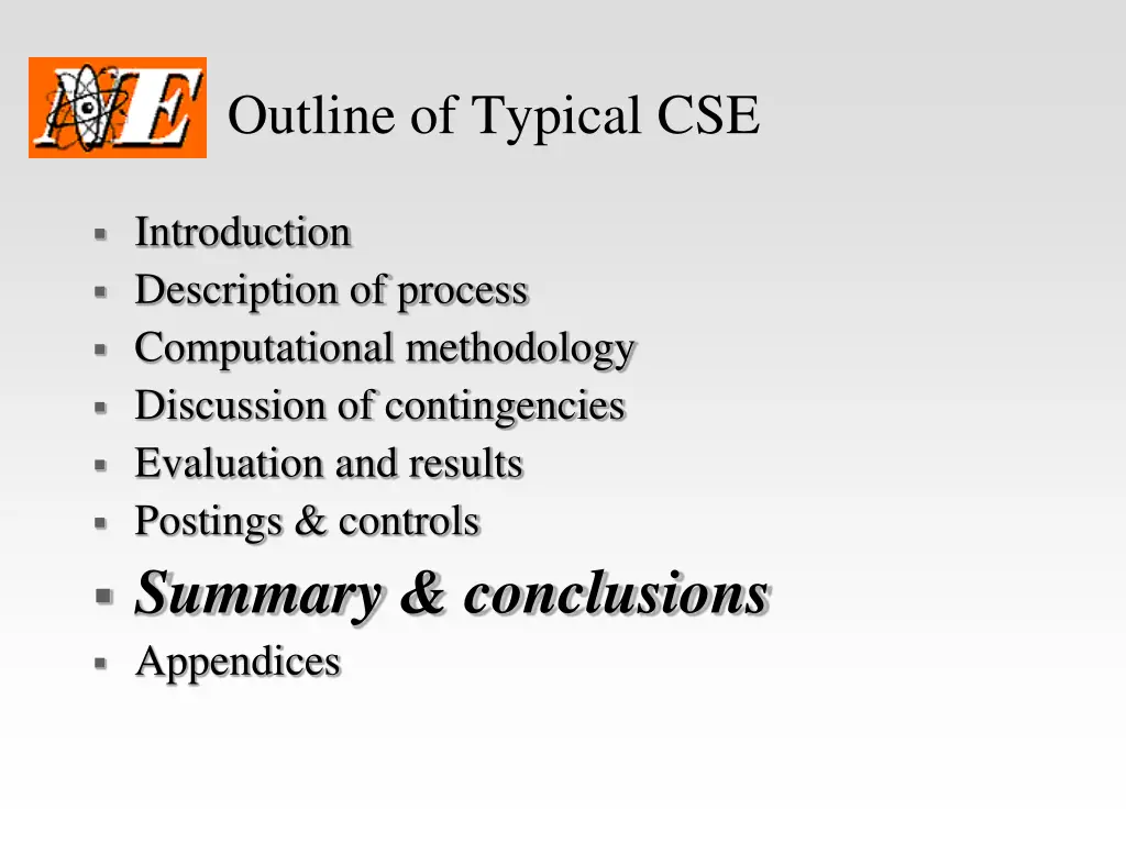 outline of typical cse 3