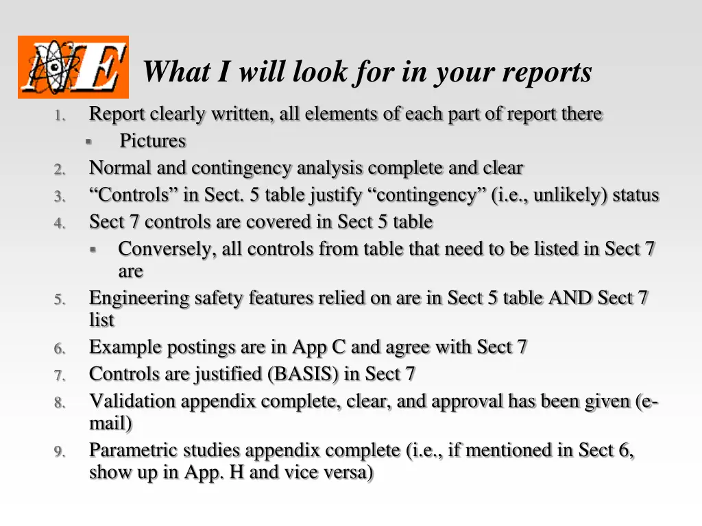 what i will look for in your reports