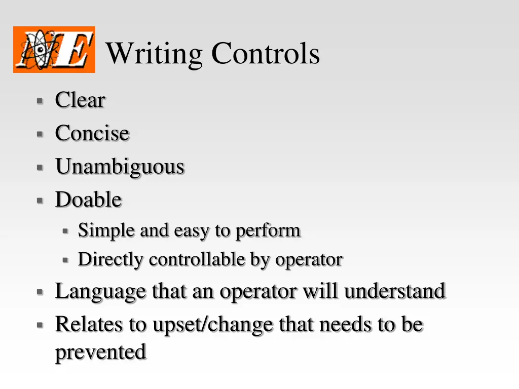 writing controls