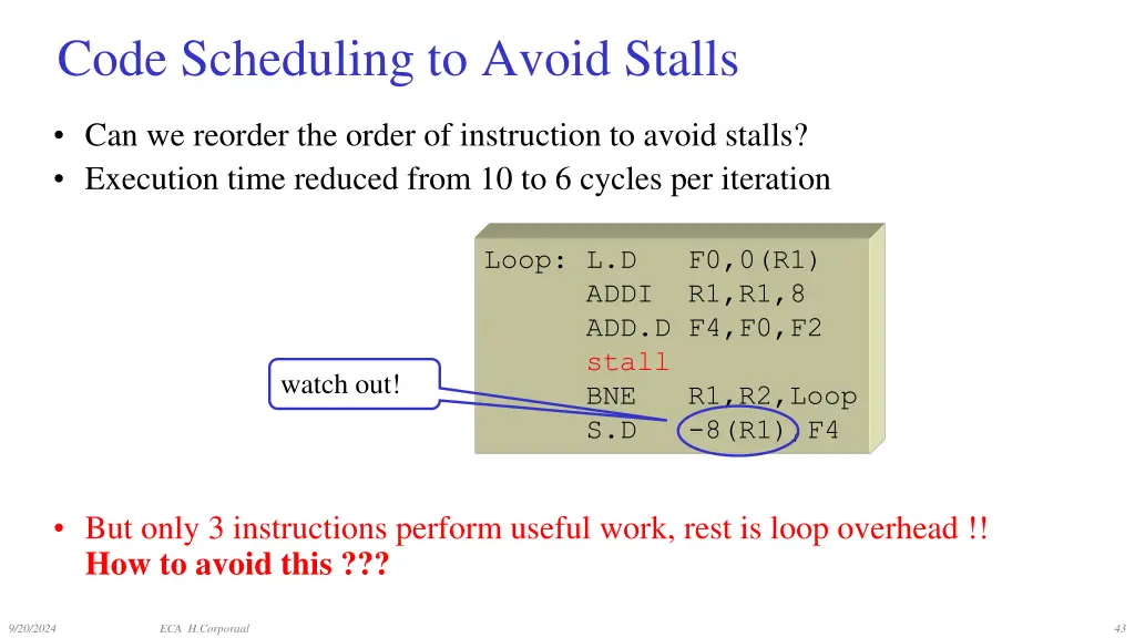 code scheduling to avoid stalls