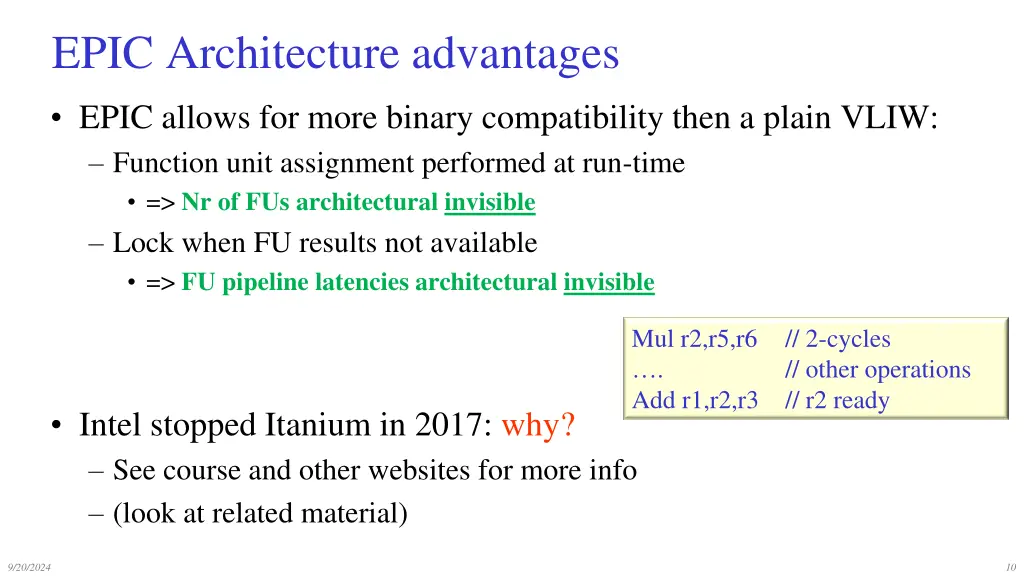 epic architecture advantages