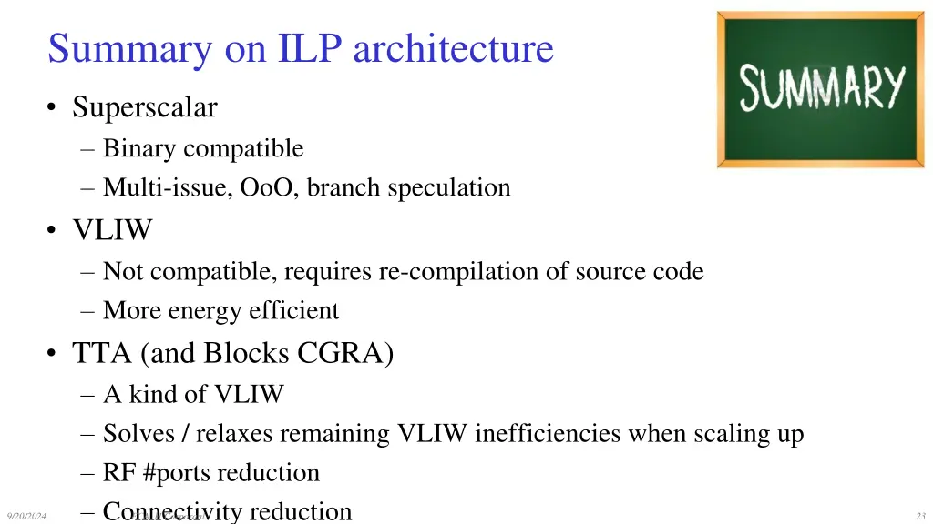 summary on ilp architecture