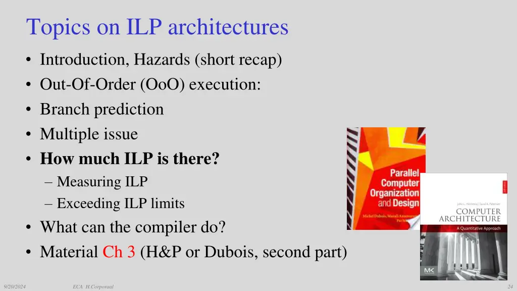 topics on ilp architectures 1