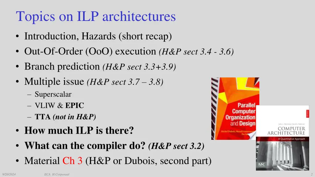 topics on ilp architectures