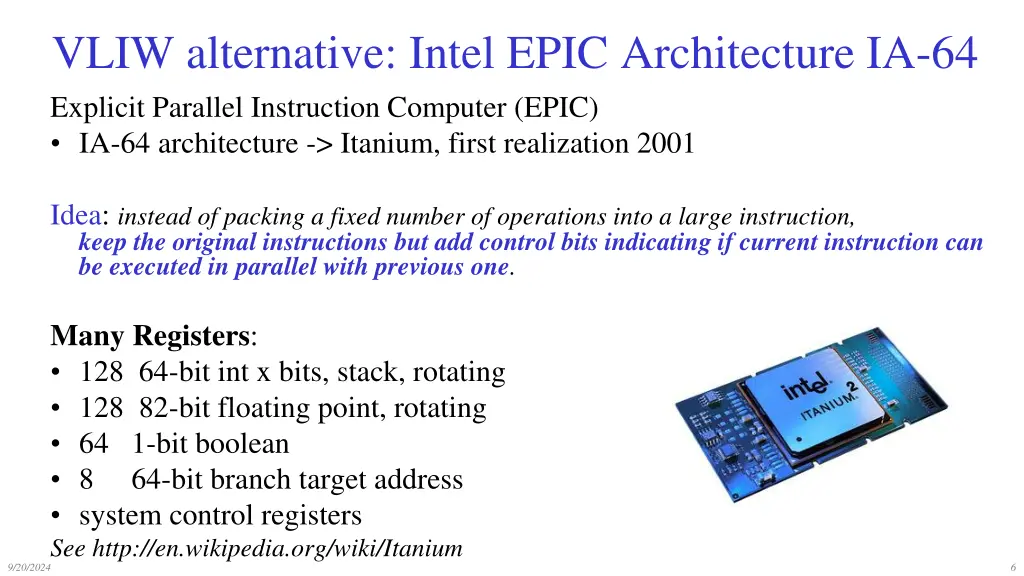 vliw alternative intel epic architecture